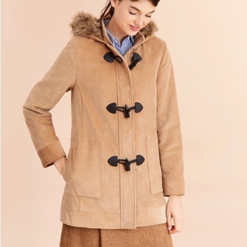 Camel Brooks Brothers Red Fleece Corduroy Duffle Coat Parka Water Resistant